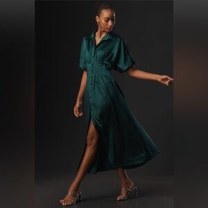 ANTHROPOLOGIE Tobie satin shirt dress NWT